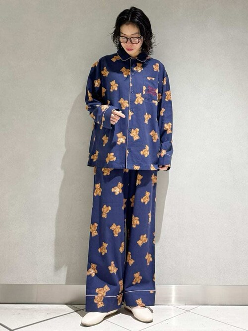 セール】【HOLIDAY】【HOMME】ベア柄ネルシャツ（ルームウェア