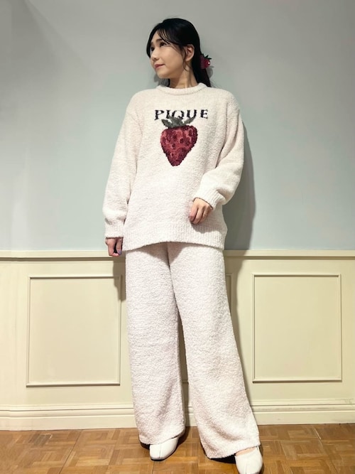 gelato pique パンダ刺繍ルームウェア メランジロゴ刺繍ロングパンツ（ルームウェア/パジャマ）｜gelato