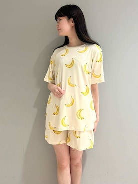 「アイテム（ルームウェア/パジャマ、イエロー系）」を使った、gelato piqueさん（レディース・156cm）の春コーディネート