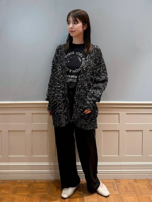 新品未使用品✨ジェラートピケ スフレリブ ロングガウン シルク混 ブラック セール】【JOEL ROBUCHON】スフレロングカーディガン（ルーム
