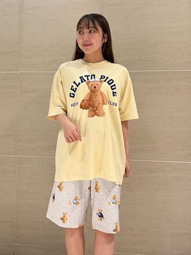 「アイテム（ルームウェア/パジャマ、イエロー系）」を使った、gelato piqueさん（レディース・158cm）の夏コーディネート