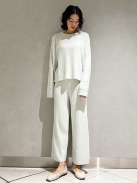 「gelato pique（ジェラートピケ）の調温スムーズィ―プルオーバー（ルームウェア/パジャマ）」を使った、gelato piqueさん（レディース・168cm）の秋コーディネート