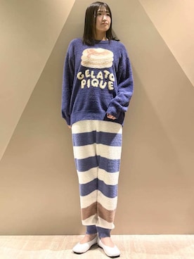 「アイテム（ルームウェア、ブルー系）」を使った、gelato piqueさん（レディース・165cm）の秋コーディネート