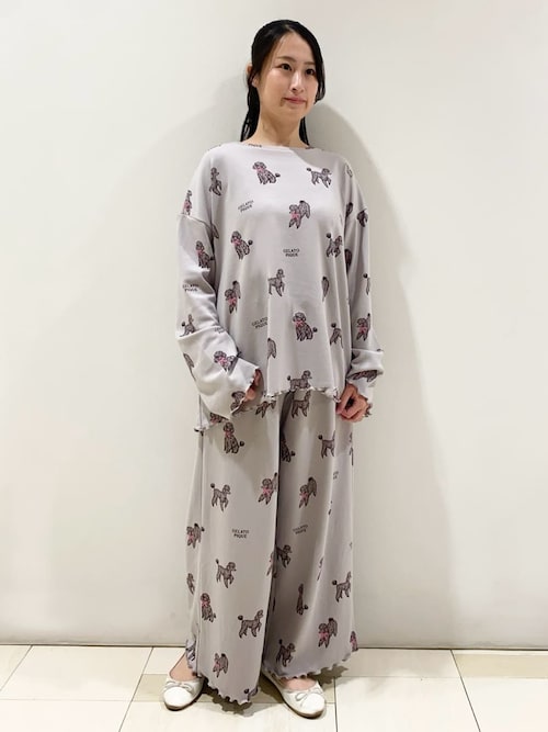 プードル柄ロングパンツ（ルームウェア/パジャマ）｜gelato pique