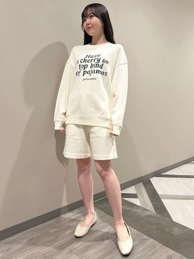 「アイテム（ルームウェア/パジャマ、ホワイト系）」を使った、gelato piqueさん（レディース・158cm）の秋コーディネート