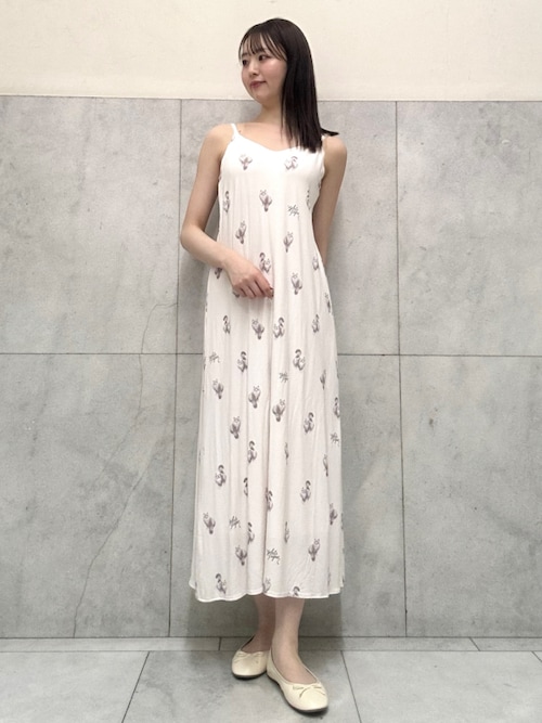 【新品未使用タグ付き】ジェラートピケ＊ルームウェア＊カップインワンピース 花柄カップイン長袖ワンピース(ワンピース)｜ルームウェア