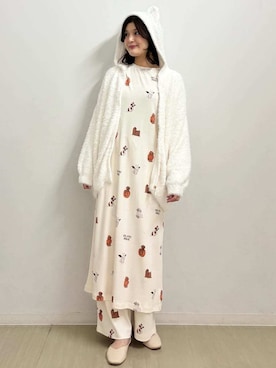 「アイテム（ルームウェア/パジャマ、ホワイト系）」を使った、gelato piqueさん（レディース・164cm）の秋コーディネート
