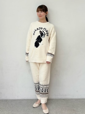 「gelato pique（ジェラートピケ）の【HOMME】 パウダーノルディックロングパンツ（ルームウェア/パジャマ）」を使った、gelato piqueさん（レディース・165cm）の冬コーディネート