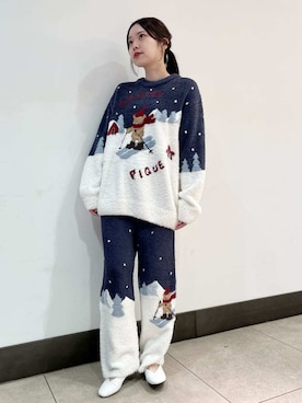 「アイテム（ルームウェア、ブルー系）」を使った、gelato piqueさん（レディース・158cm）の秋コーディネート