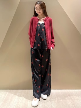 「アイテム（ルームウェア、レッド系）」を使った、gelato piqueさん（レディース・150cm）の秋コーディネート