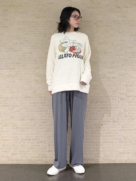 「アイテム（ルームウェア/パジャマ、ベージュ系）」を使った、gelato piqueさん（レディース・168cm）の秋コーディネート