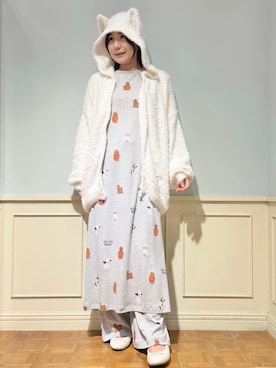 「アイテム（ルームウェア/パジャマ、ホワイト系）」を使った、gelato piqueさん（レディース・158cm）の秋コーディネート