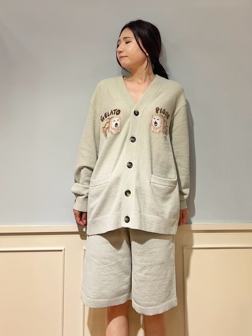 【新品】ジェラートピケ ジャガードカーディガン HOMME】sleeping cat ジャガードカーディガン(ルームウェア