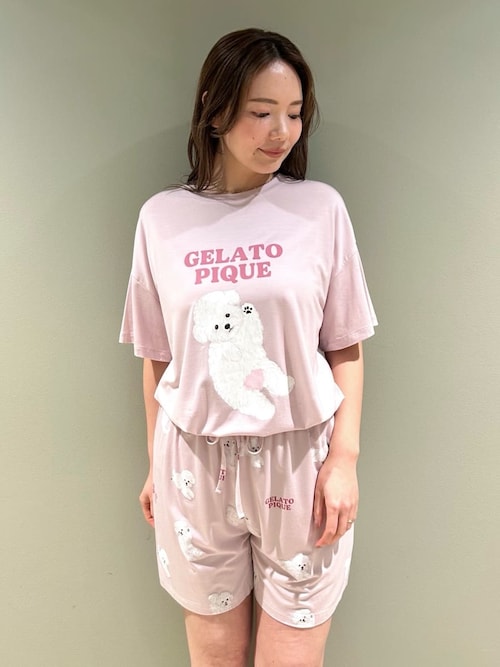 ドッグワンポイントTシャツ（ルームウェア/パジャマ）｜gelato pique