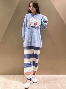 「gelato pique（ジェラートピケ）の【HOMME】ベビモコスペースシッププルオーバー（ルームウェア/パジャマ、ブルー系）」を使った、gelato piqueさんの秋コーディネート