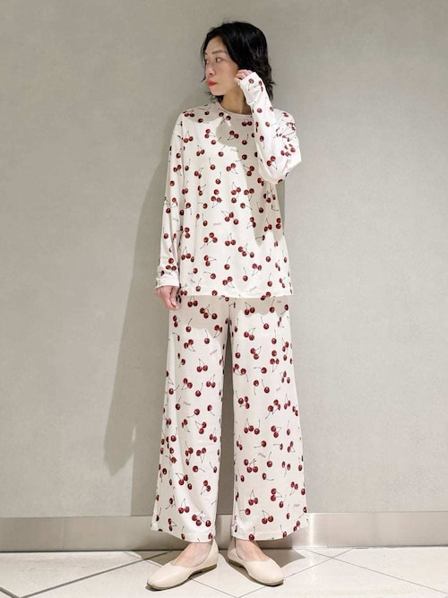 チェリー柄ロンT（ルームウェア/パジャマ）｜gelato pique（ジェラート