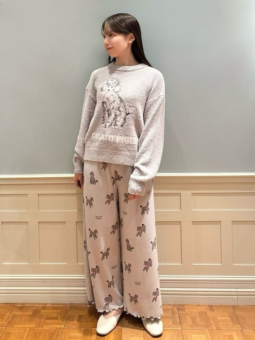 プードル柄ロングパンツ（ルームウェア/パジャマ）｜gelato pique