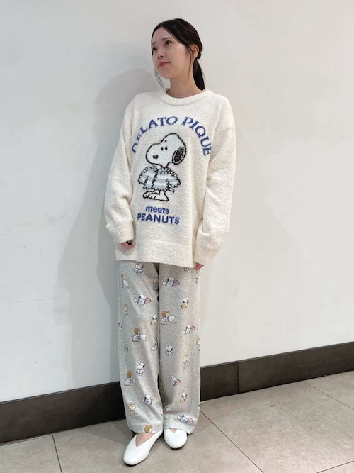 PEANUTS】【HOMME】オリジナルアート 総柄ロングパンツ（ルームウェア