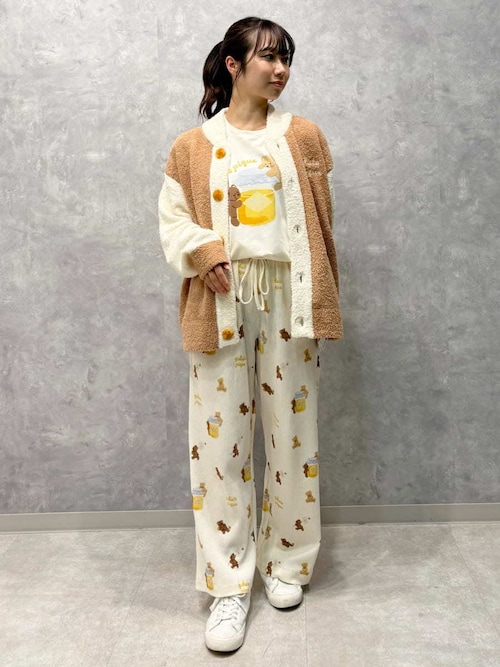 ジェラピケ ベア柄Tシャツ パジャマ ルームウェア はちみつベア柄ワンポイントTシャツ（ルームウェア/パジャマ