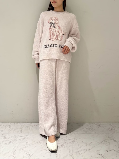 パジャマ ルームウェア 「PEANUTS」オリジナルアート ジャガードロングパンツ レディース 【新品未使用】ジェラートピケ スウェットパンツ くすみピンク　M ユニセックス