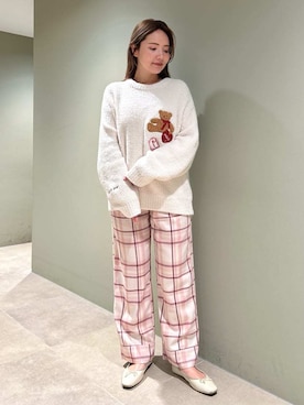 「アイテム（ルームウェア、ピンク系）」を使った、gelato piqueさん（レディース・157cm）の秋コーディネート