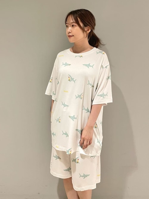 セール】【HOMME】【接触冷感】SHARK柄Tシャツ（ルームウェア