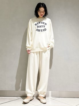 「gelato pique（ジェラートピケ）の【HOMME】裏毛プリントプルオーバー（ルームウェア/パジャマ）」を使った、gelato piqueさん（レディース・168cm）の秋コーディネート