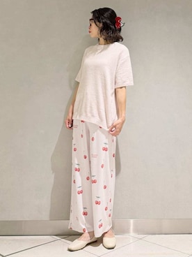 「アイテム（その他ルームウェア、レッド系）」を使った、gelato piqueさん（レディース・168cm）の春コーディネート