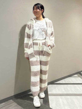 「gelato pique（ジェラートピケ）のジェラート２ボーダーパーカ（ルームウェア/パジャマ）」を使った、gelato piqueさん（レディース・165cm）の秋コーディネート