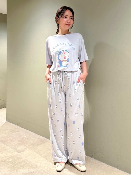ジェラートピケ 総柄ロングパンツ ドラミちゃん ドラえもん ドラえもん】【レディース】総柄ロングパンツ（ルームウェア