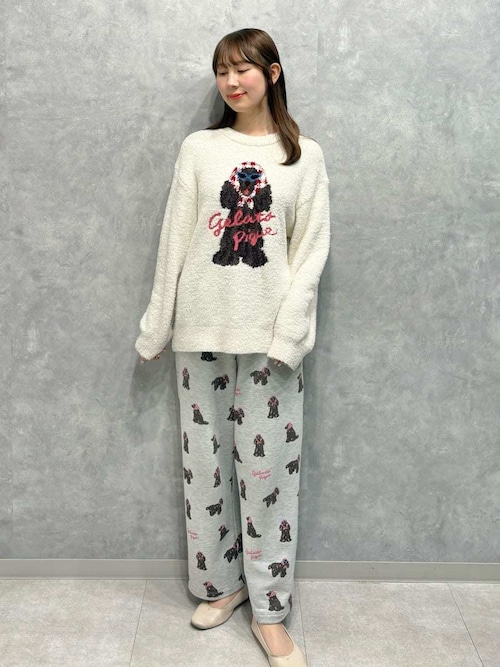 スカーフDOG柄ロングパンツ（ルームウェア/パジャマ）｜gelato pique