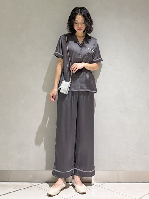 セール】接触冷感サテンラインシャツ（ルームウェア/パジャマ