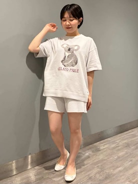 「アイテム（ルームウェア、グレー系）」を使った、gelato piqueさん（レディース・153cm）の夏コーディネート