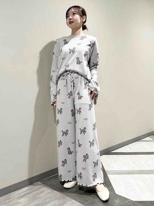 プードル柄ロングパンツ（ルームウェア/パジャマ）｜gelato pique