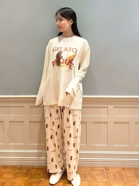 「アイテム（ルームウェア）」を使った、gelato piqueさん（レディース・161cm）の秋コーディネート