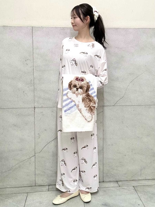 新品タグ付　ルームウェア　ジェラトーニ　長袖　ジェラートピケ シーズー柄ロンT（ルームウェア/パジャマ）｜gelato pique