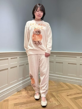 「アイテム（ルームウェア/パジャマ、ベージュ系）」を使った、gelato piqueさん（レディース・155cm）の秋コーディネート