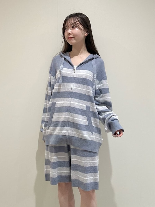 HOMME】【接触冷感】スムーズィーliteクールランダムボーダーパーカ
