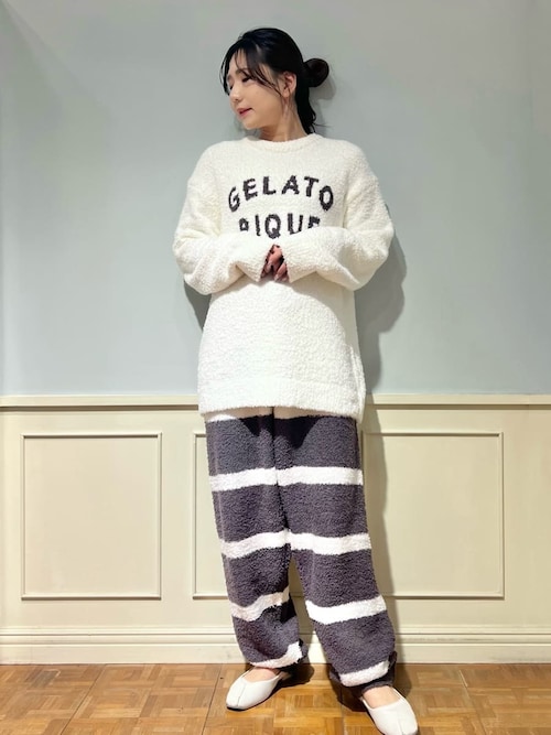 gelato pique パウダーロゴジャガードプルオーバー&ロングパンツセット ジェラートピケ gelato pique パウダーロゴジャガードプルオーバー