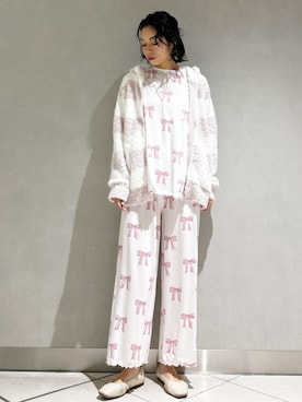 「gelato pique（ジェラートピケ）のジェラート２ボーダーパーカ（ルームウェア/パジャマ）」を使った、gelato piqueさん（レディース・168cm）の秋コーディネート