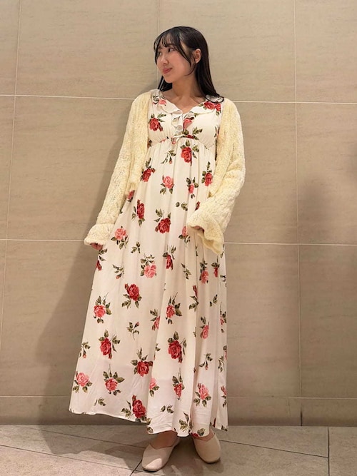 【新品.未使用】♡ジェラートピケ♡ヴィンテージローズ柄マキシワンピース ♡ ヴィンテージローズ柄ワンピース（ルームウェア/パジャマ）｜gelato