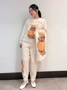 「アイテム（ルームウェア/パジャマ、ベージュ系）」を使った、gelato piqueさん（レディース・158cm）の秋コーディネート