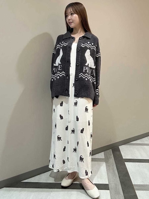 セール】CATジャガード衿付きカーディガン（ルームウェア/パジャマ