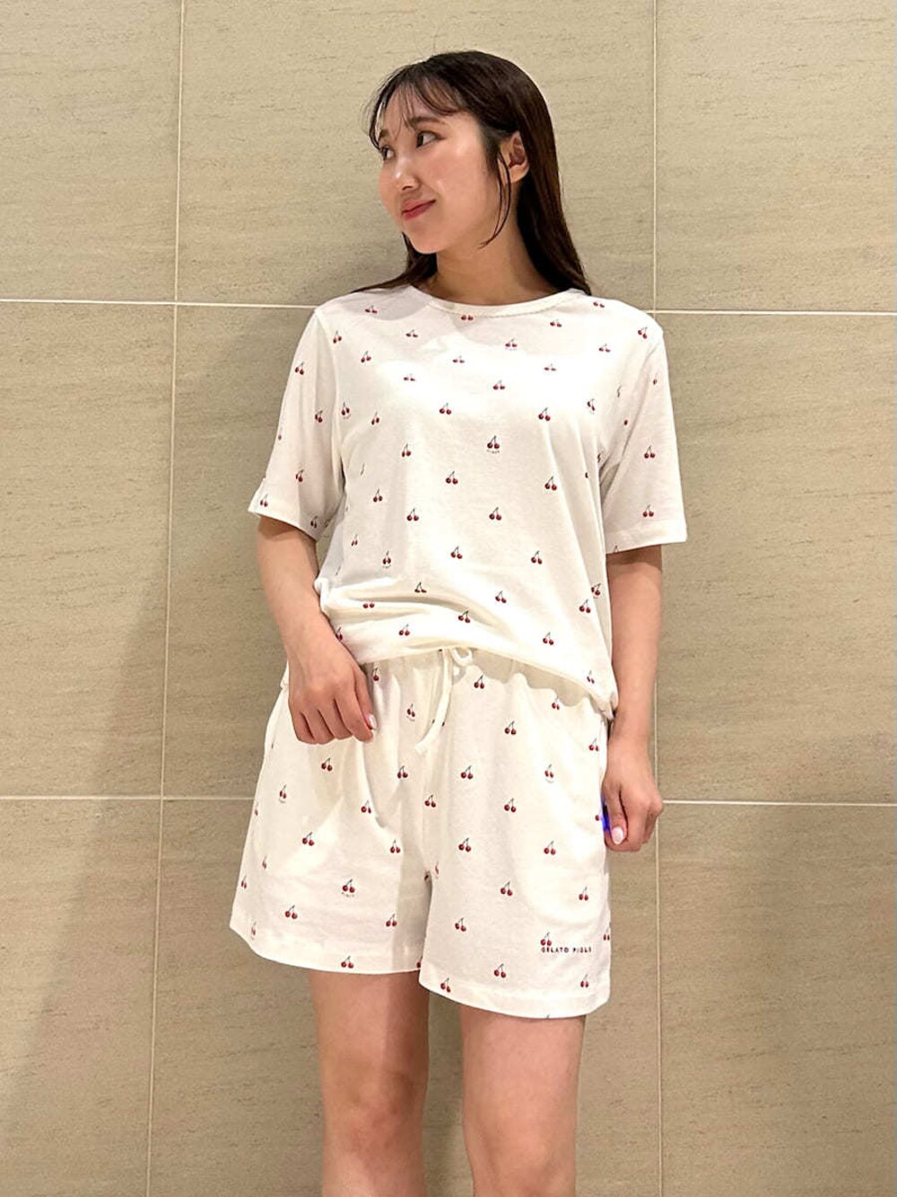 GELATO PIQUE 半袖　チェリー　ルームウェア gelato pique（ジェラートピケ）の「チェリー柄Tシャツ（ルーム
