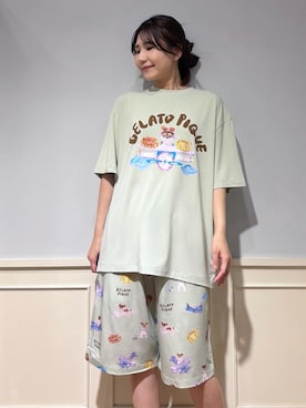 「アイテム（ルームウェア、グリーン系）」を使った、gelato piqueさん（レディース・158cm）の夏コーディネート