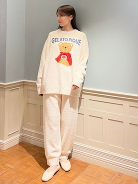 「アイテム（ルームウェア/パジャマ、ベージュ系）」を使った、gelato piqueさん（レディース・161cm）の秋コーディネート