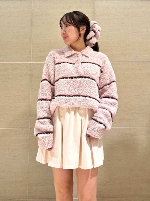 セール】ジェラートボーダーポロ衿プルオーバー（ルームウェア