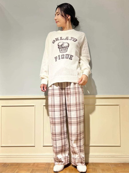 トレンドチェック柄ロングパンツ（ルームウェア/パジャマ）｜gelato