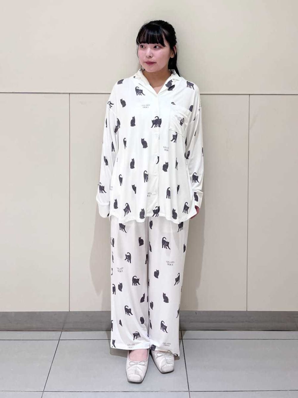 gelato pique（ジェラートピケ）の「CAT総柄シャツ（ルームウェア