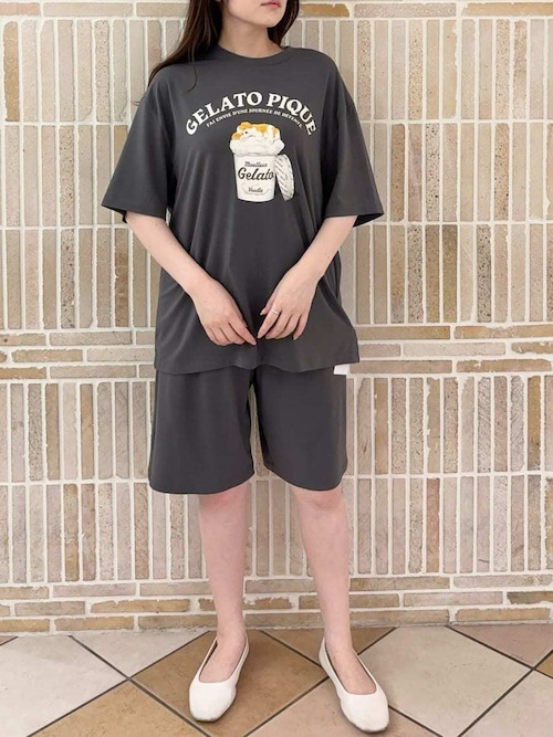 大人気!! gelato pique HAPPY DOG Tシャツ&ハーフパンツ SET セール】【HOMME】【接触冷感】スリーピングドッグワンポイントT